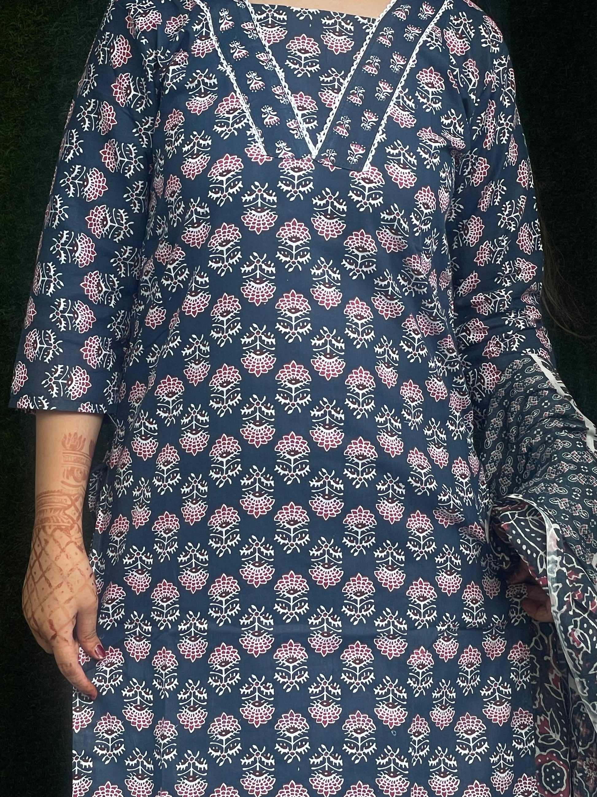 Casual wear Cotton Suit With Straight Pant And Dupatta