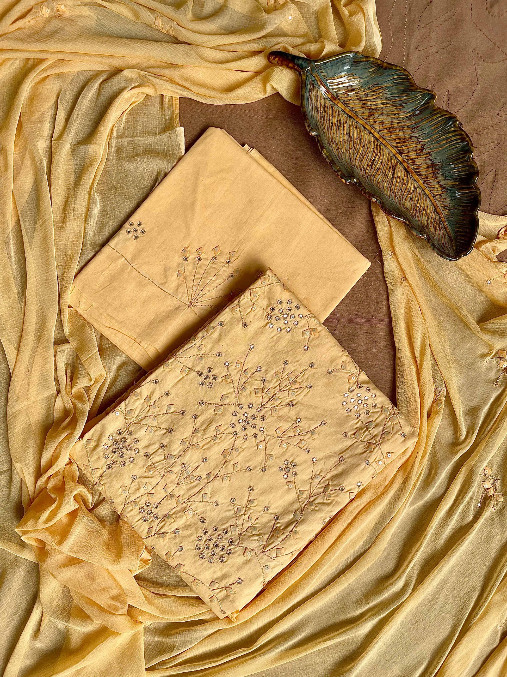 Cream Suit with patch branches (Patchkari Edition)