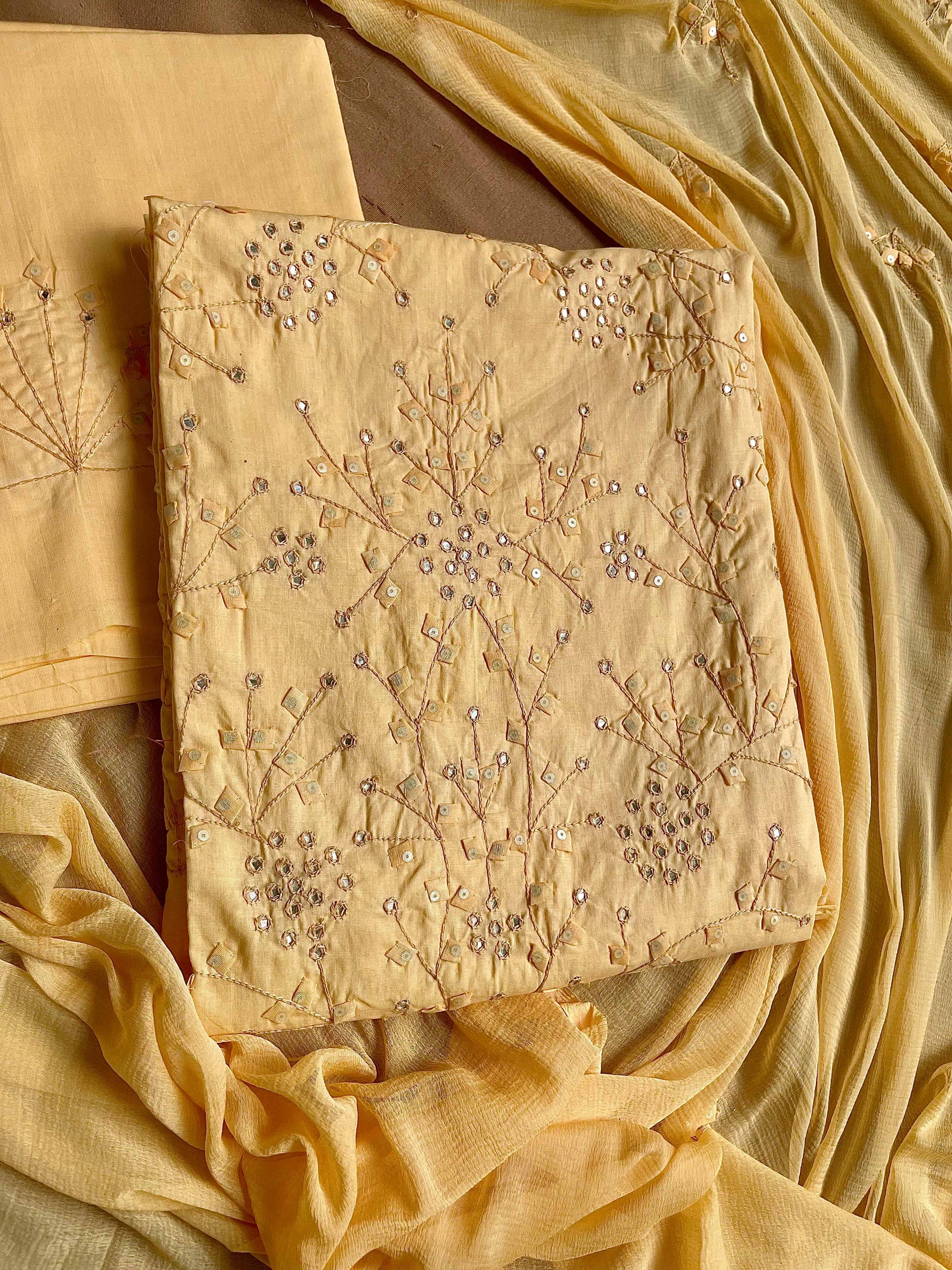 Cream Suit with patch branches (Patchkari Edition)