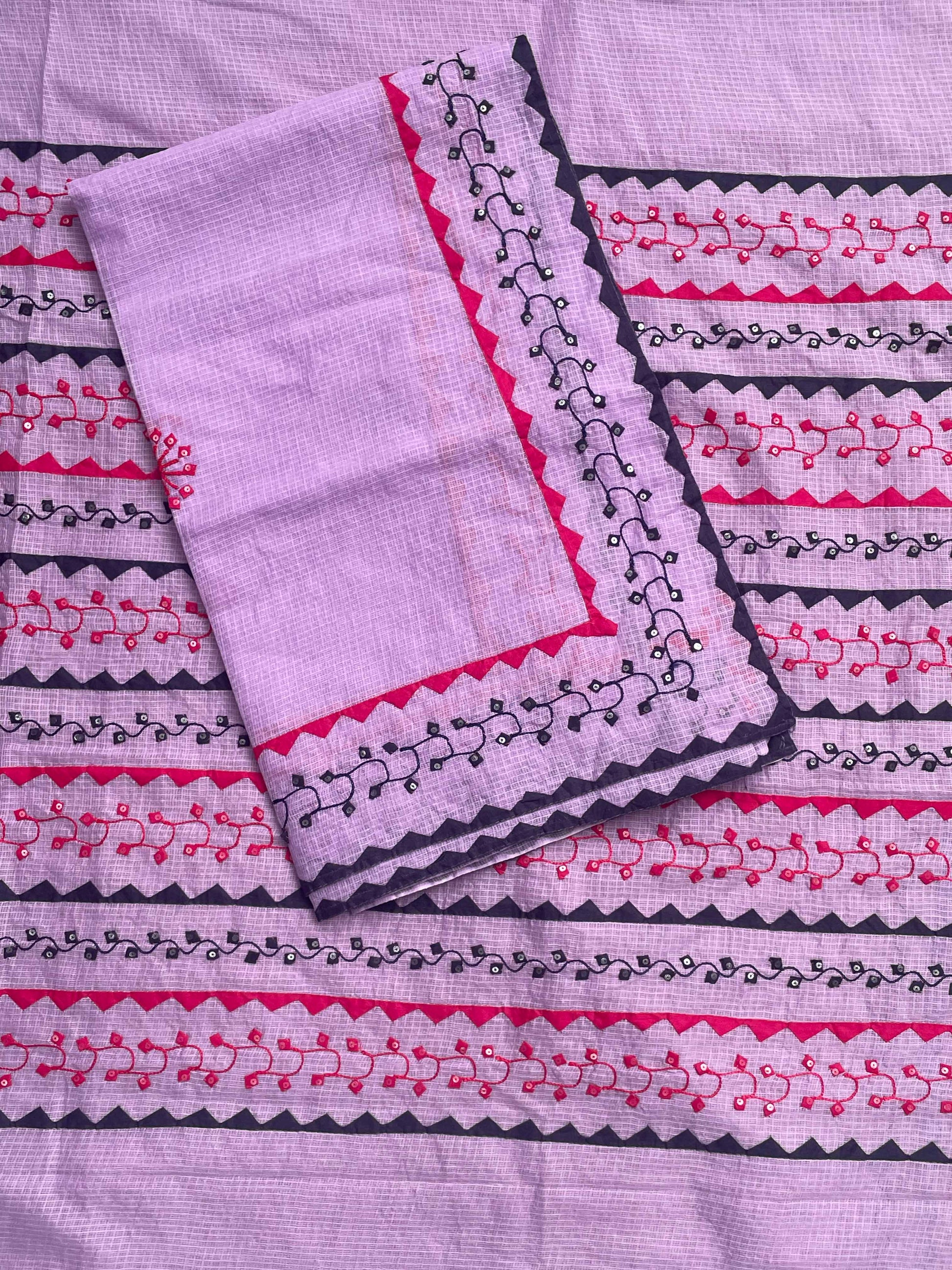 Purple Suit with black and red khikari work (Patchkari Edition)