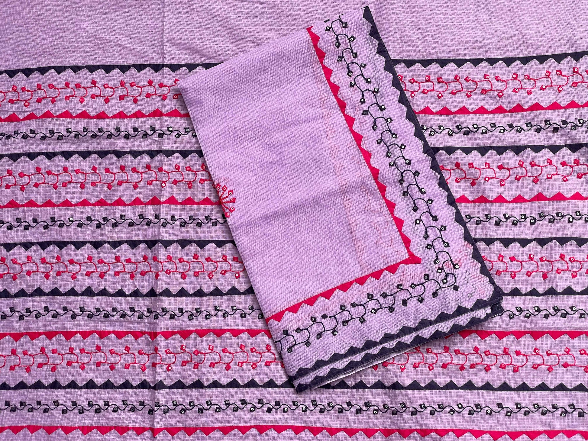 Purple Suit with black and red khikari work (Patchkari Edition)