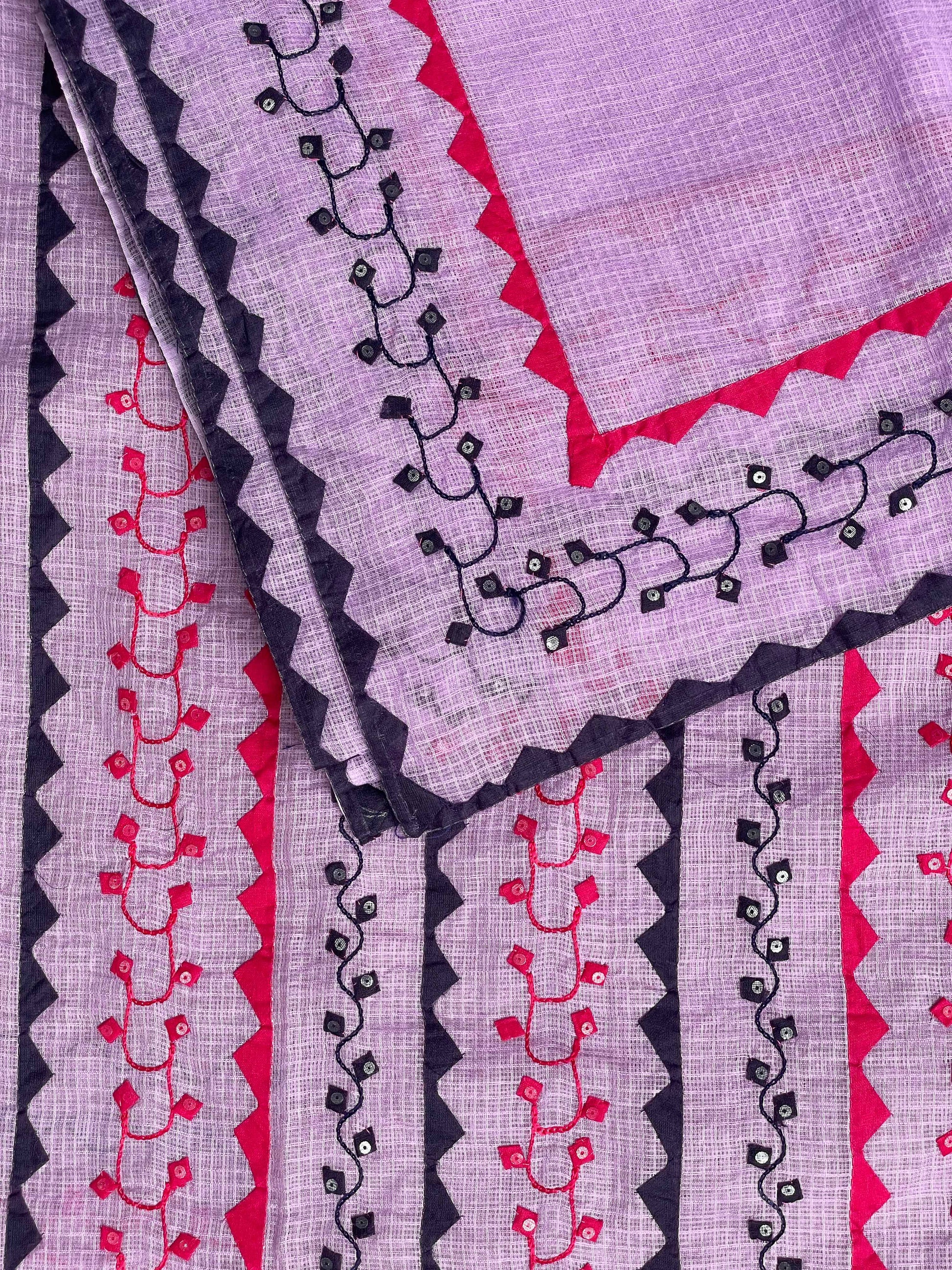 Purple Suit with black and red khikari work (Patchkari Edition)