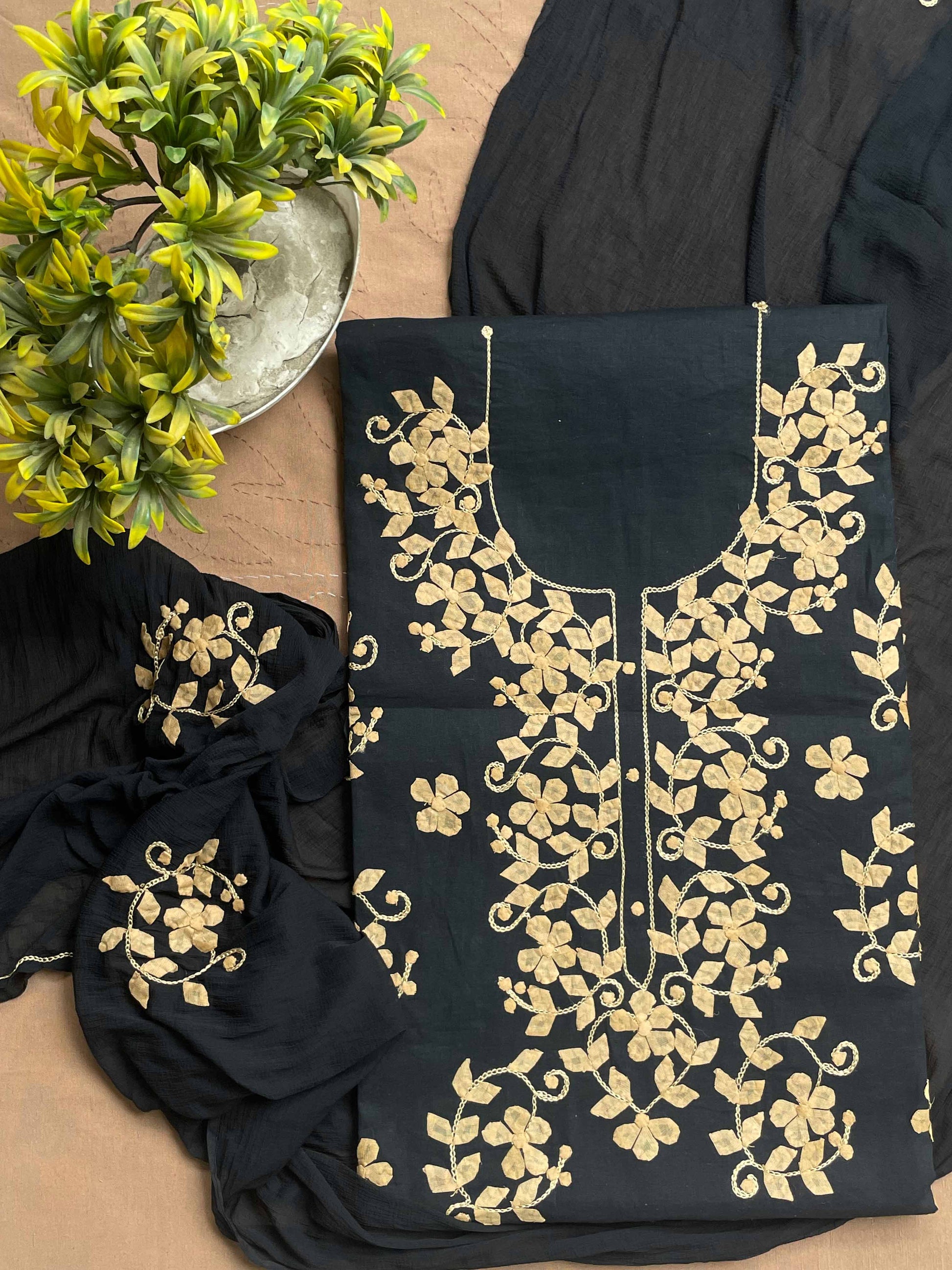 Black Suit with golden leafs (Patchkari Edition)