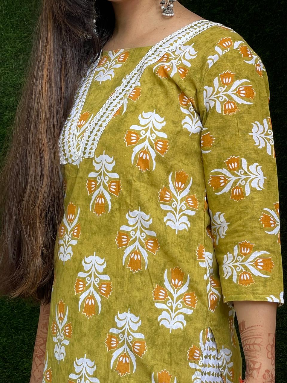 Cotton Casual Suit With Straight Pant And Dupatta