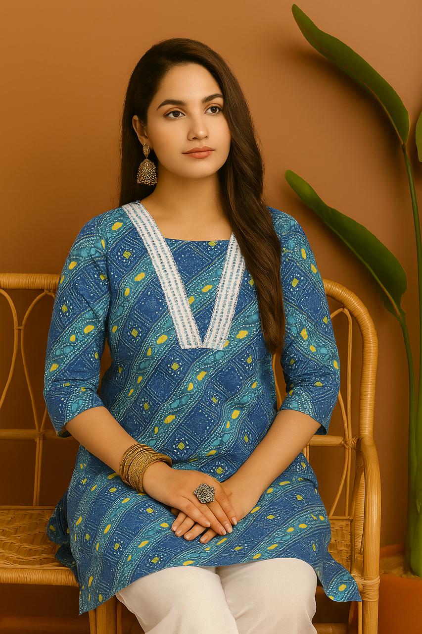 Casual wear Cotton Kurti With Straight Pant