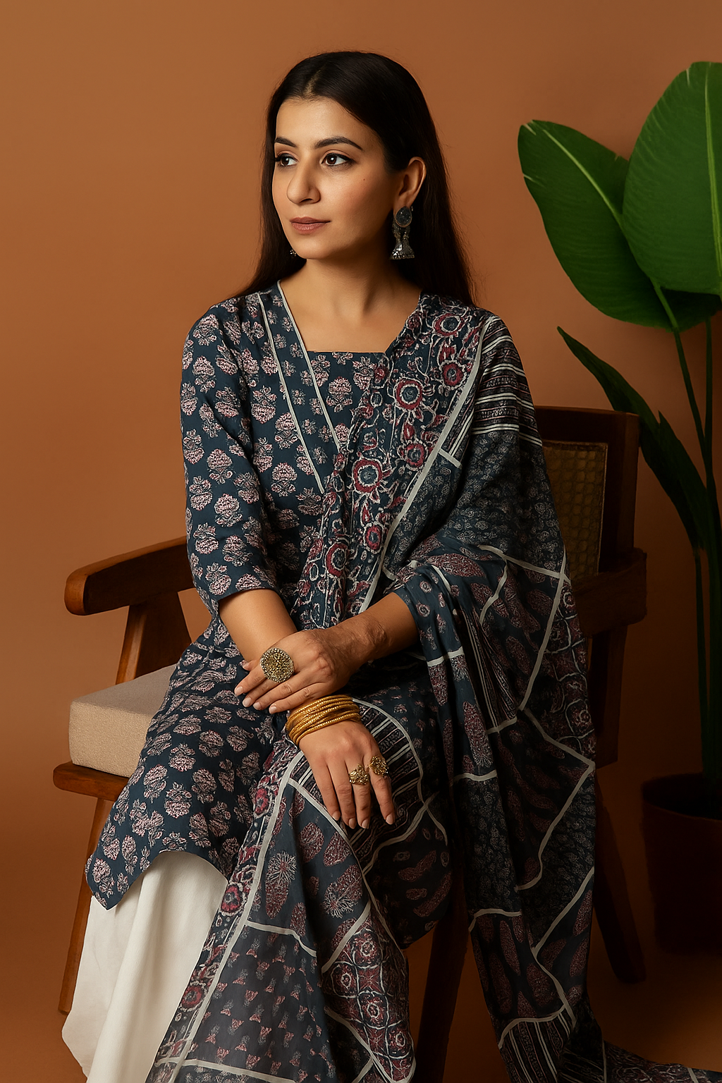 Casual wear Cotton Suit With Straight Pant And Dupatta
