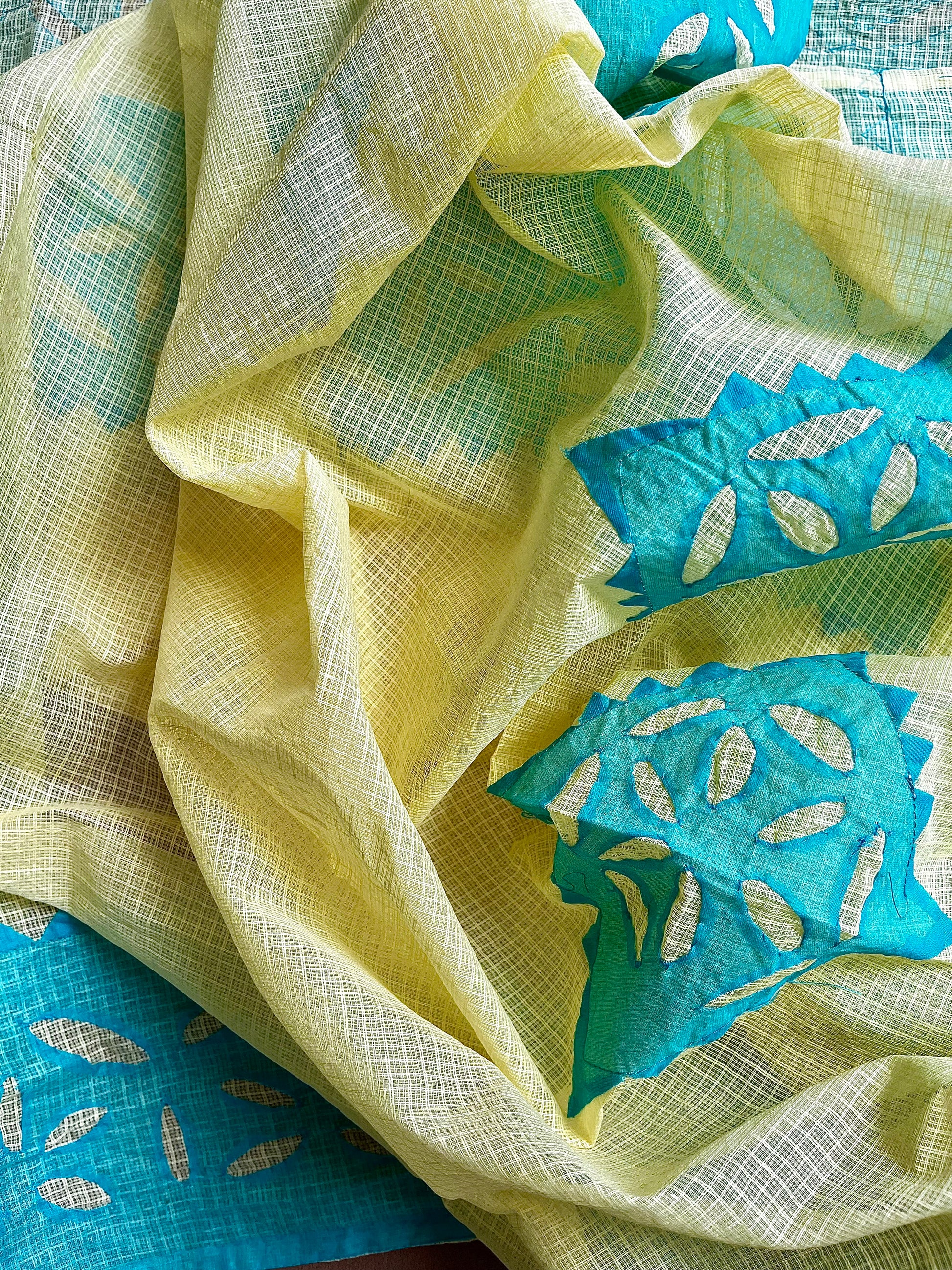 Lemon Yellow & Sea Green Color Cutwork Suit (Patchkari Edition)
