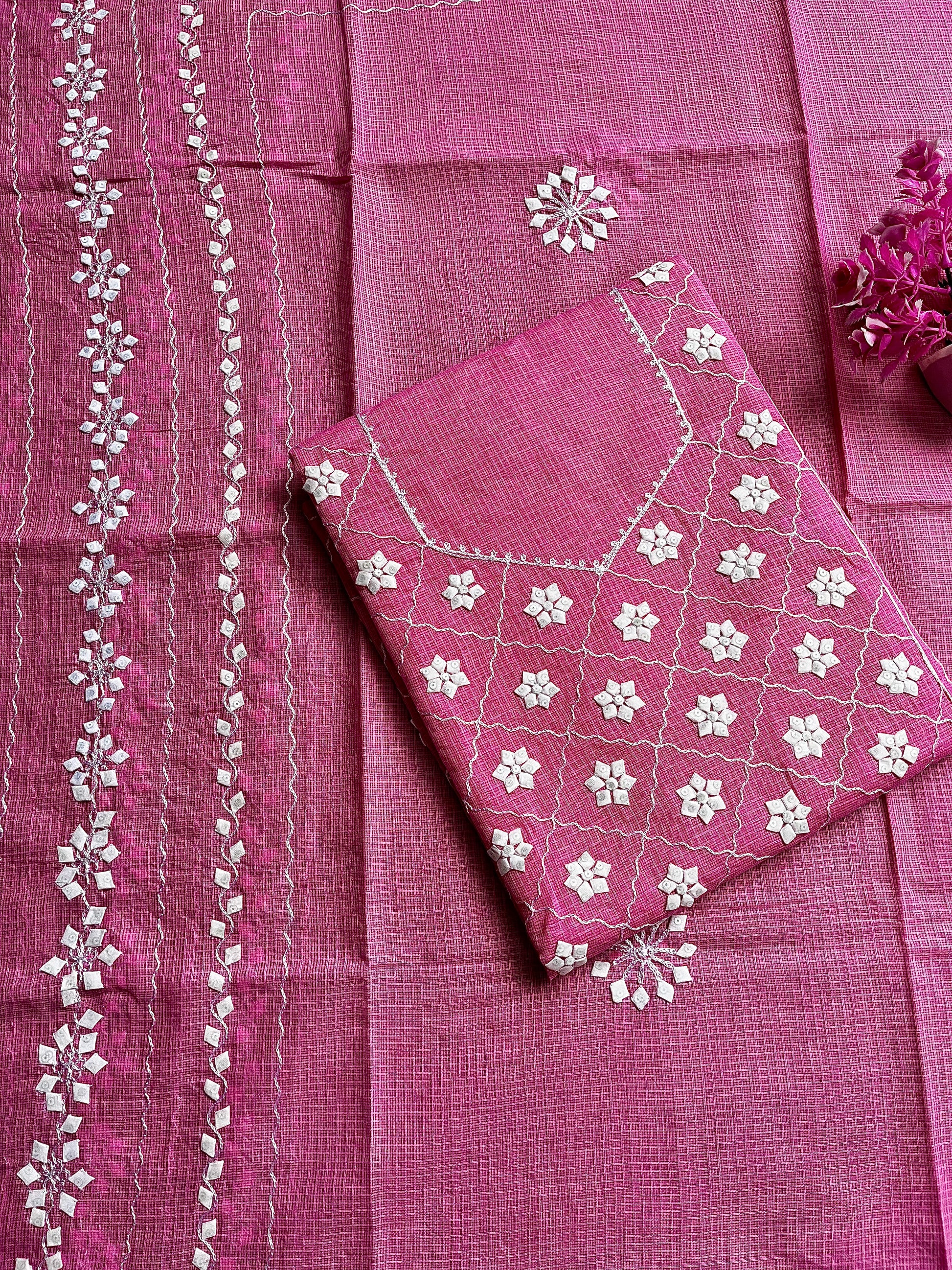 Pink & White Check Design Suit (Patchkari Edition)