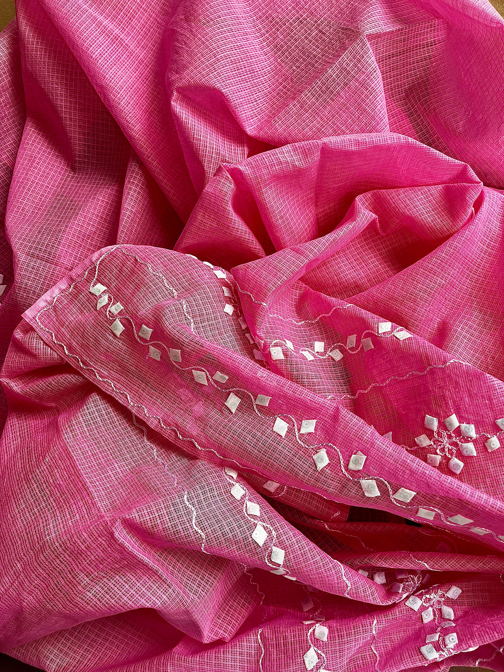 Pink & White Check Design Suit (Patchkari Edition)