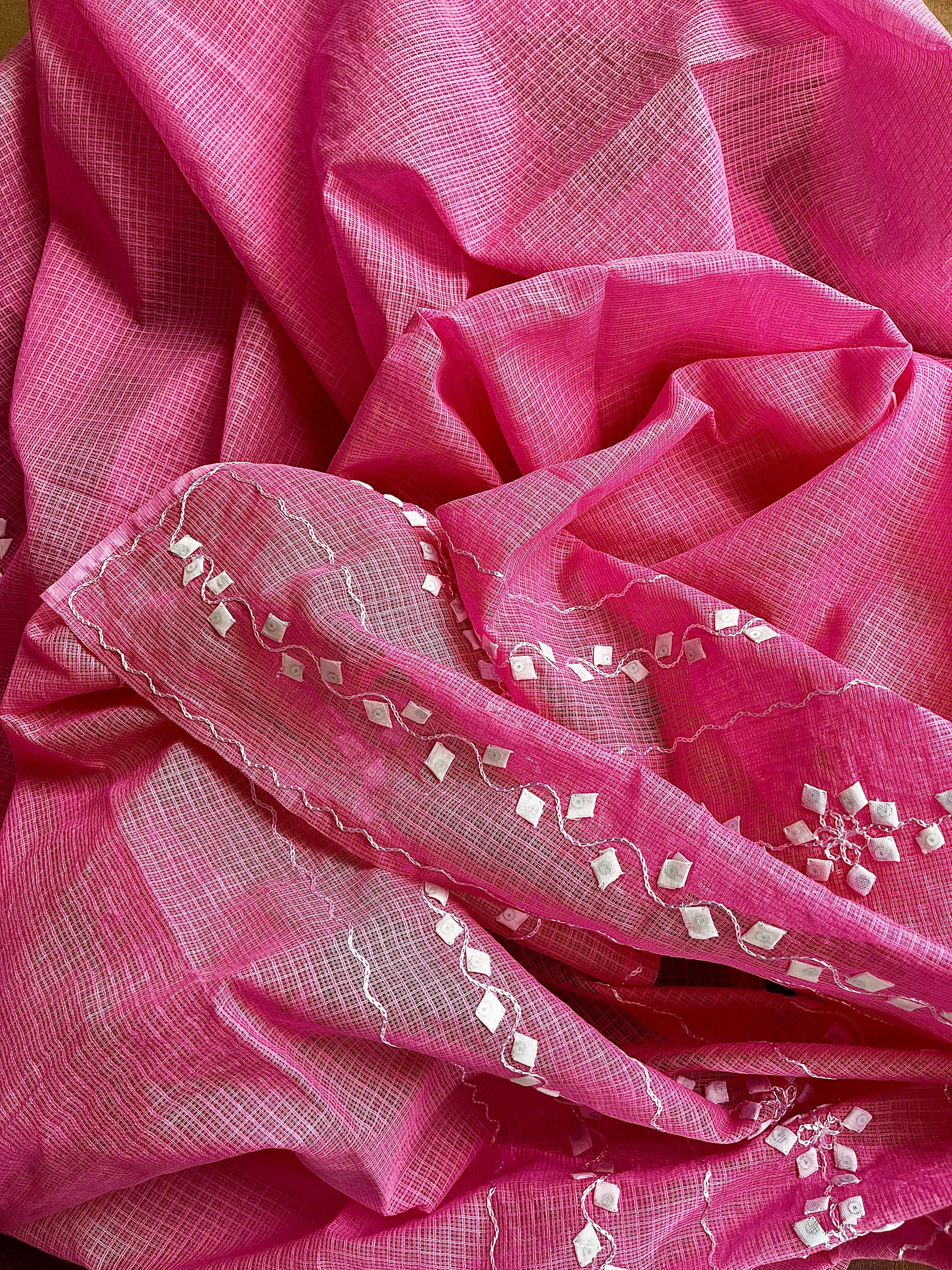 Pink & White Check Design Suit (Patchkari Edition)