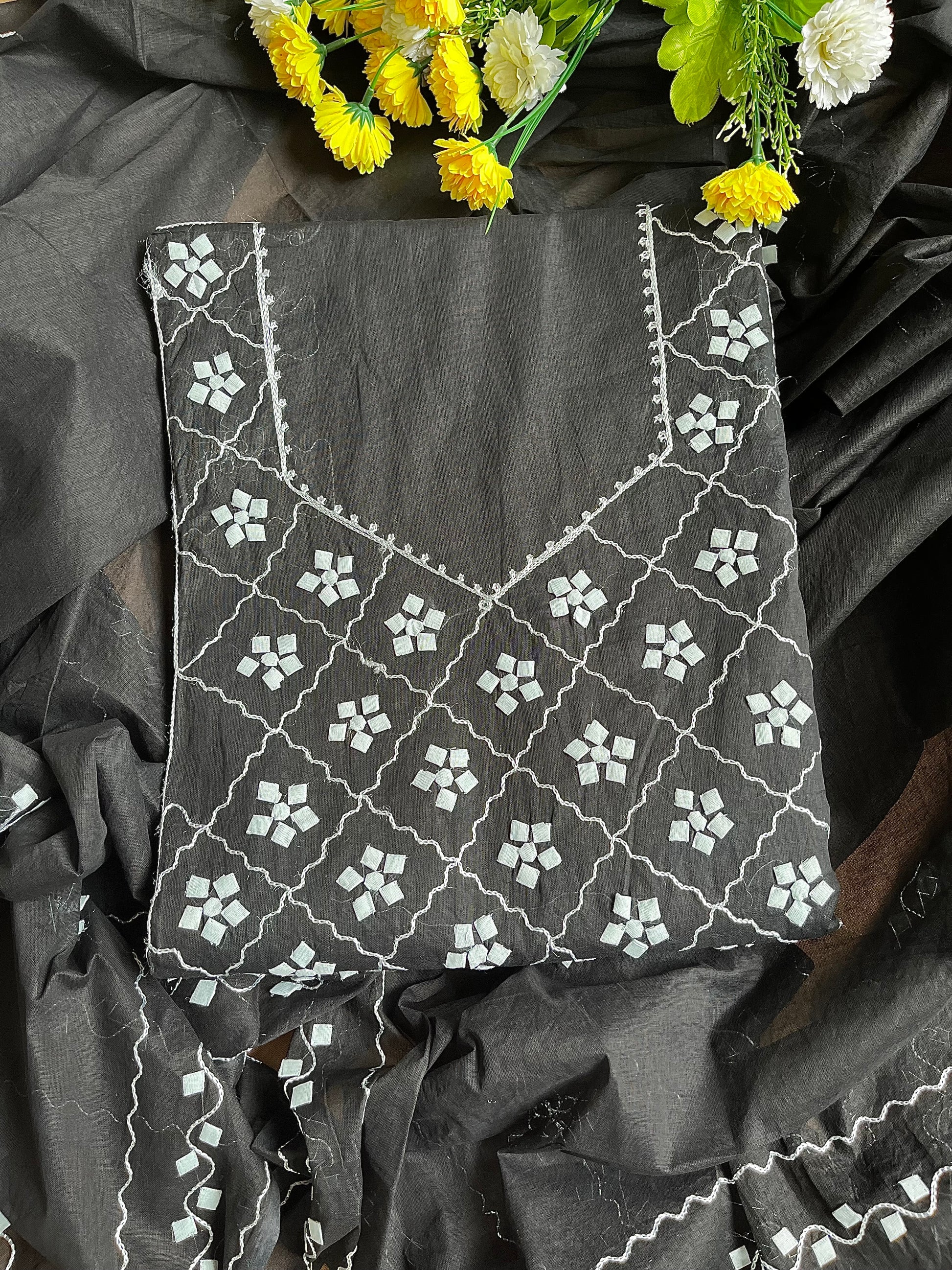 Black & White Check Design Suit (Patchkari Edition)