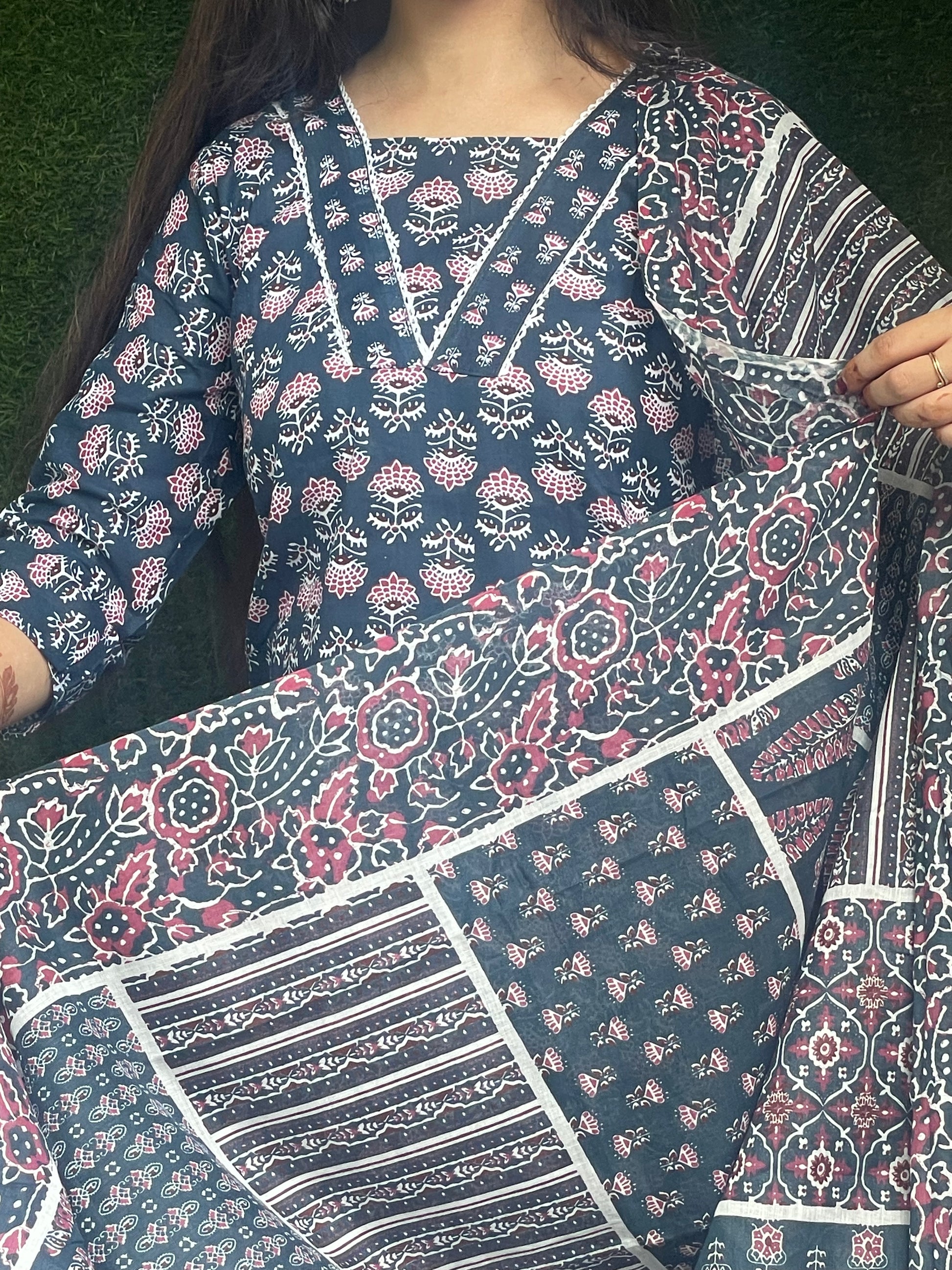 Casual wear Cotton Suit With Straight Pant And Dupatta