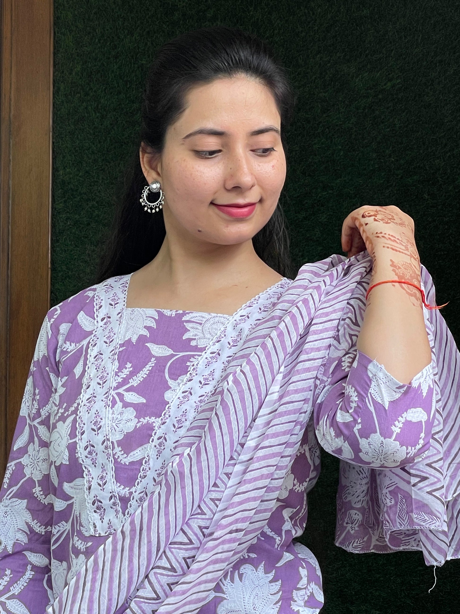 Casual wear Cotton Suit With Straight Pant And Dupatta