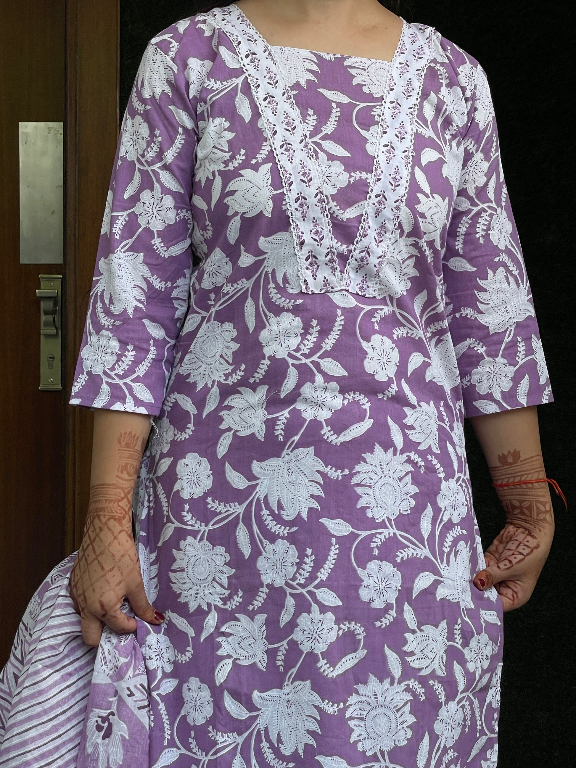 Casual wear Cotton Suit With Straight Pant And Dupatta