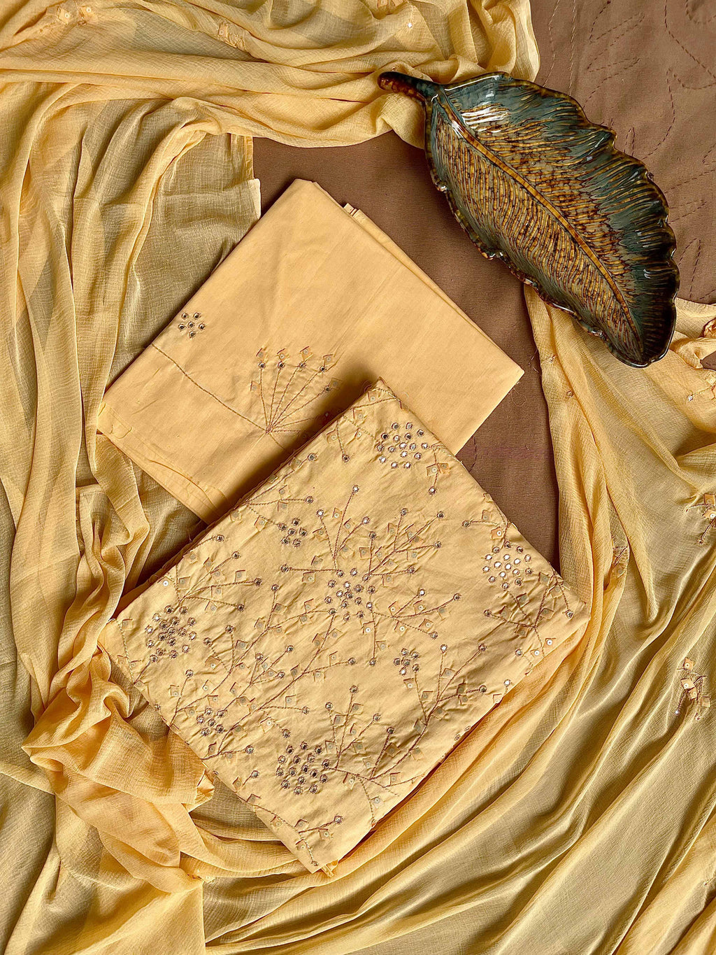 Cream Suit with patch branches (Patchkari Edition)