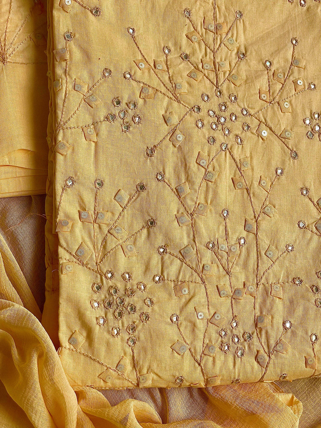 Cream Suit with patch branches (Patchkari Edition)