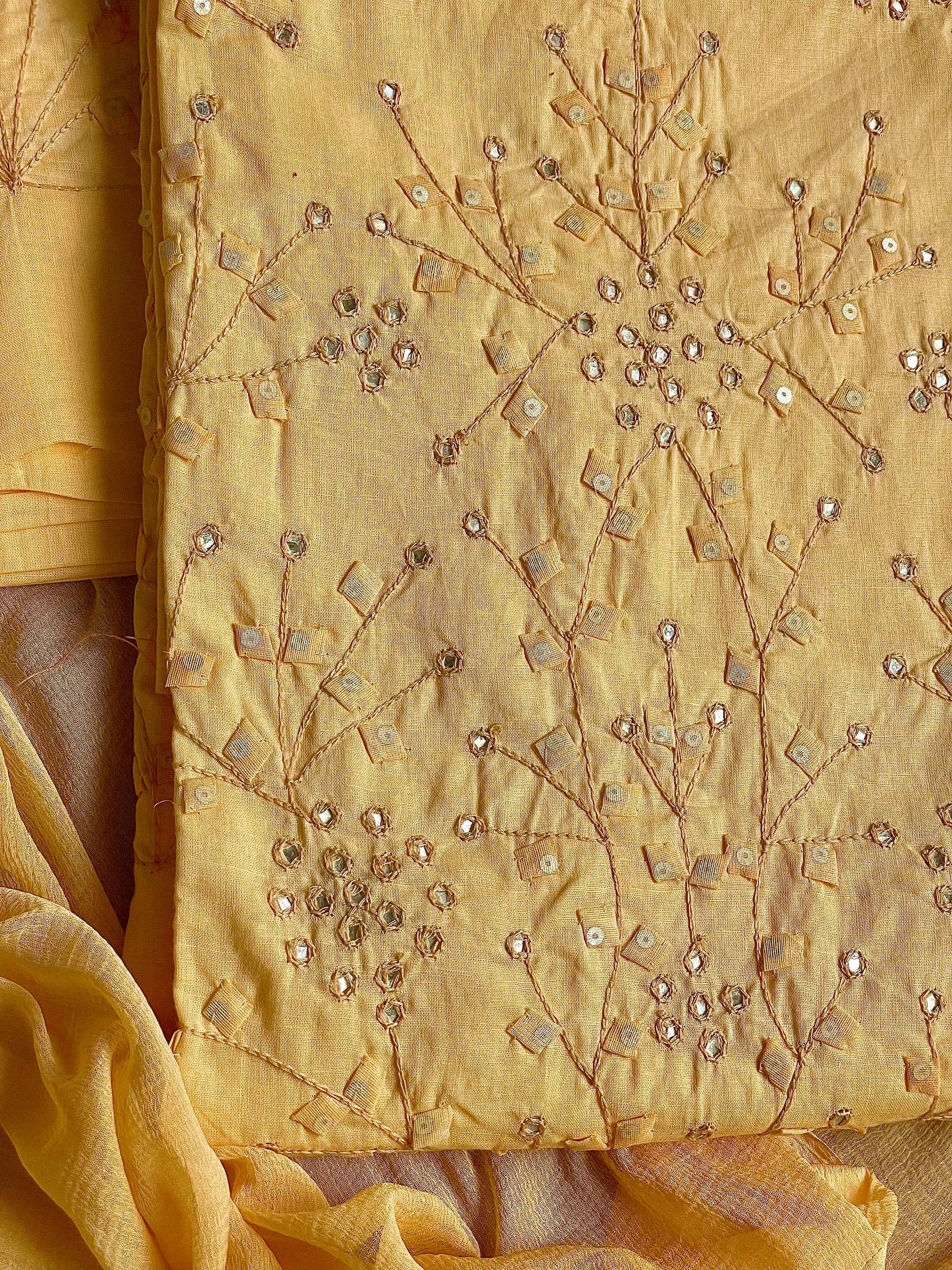 Cream Suit with patch branches (Patchkari Edition)