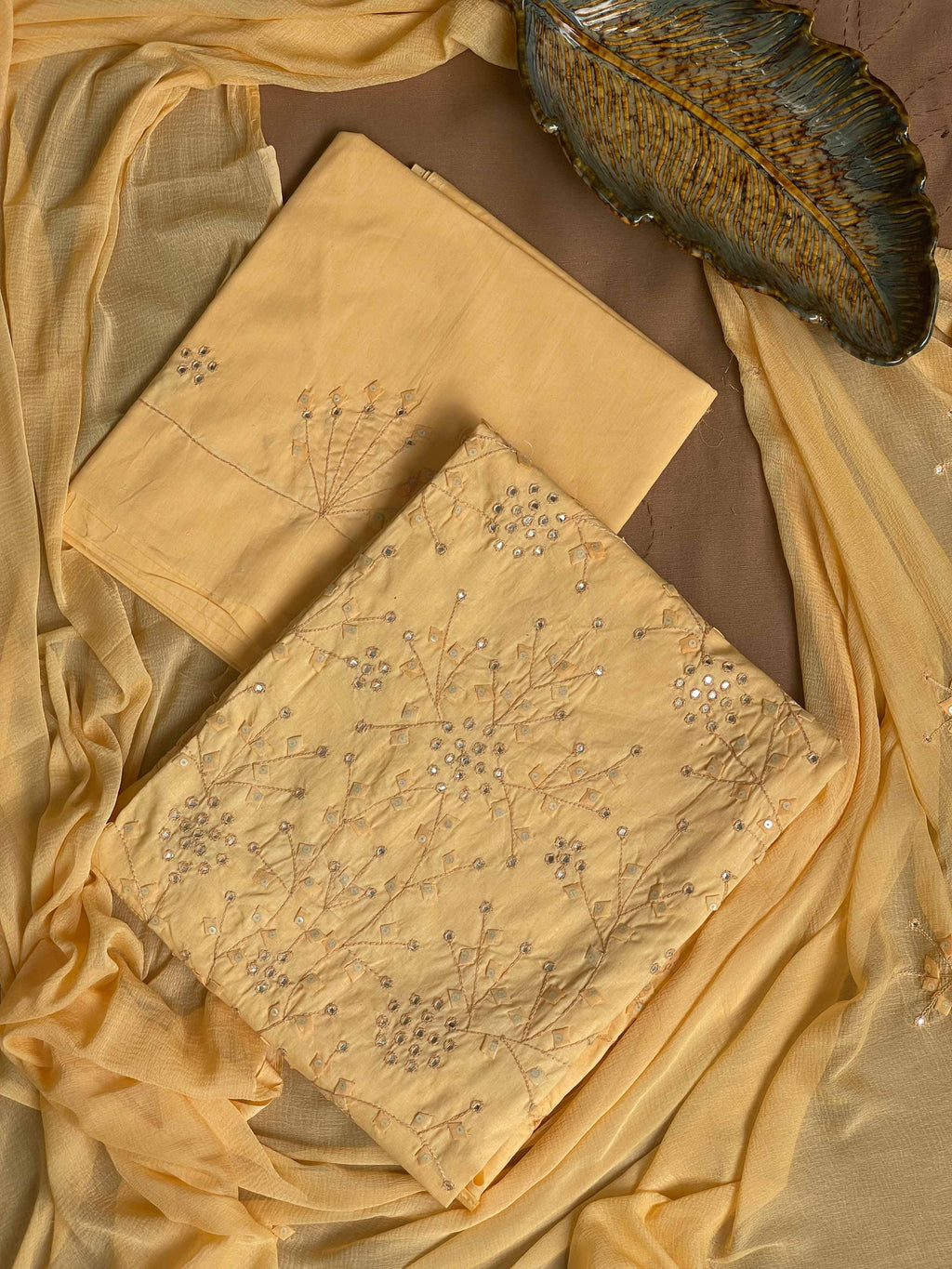 Cream Suit with patch branches (Patchkari Edition)