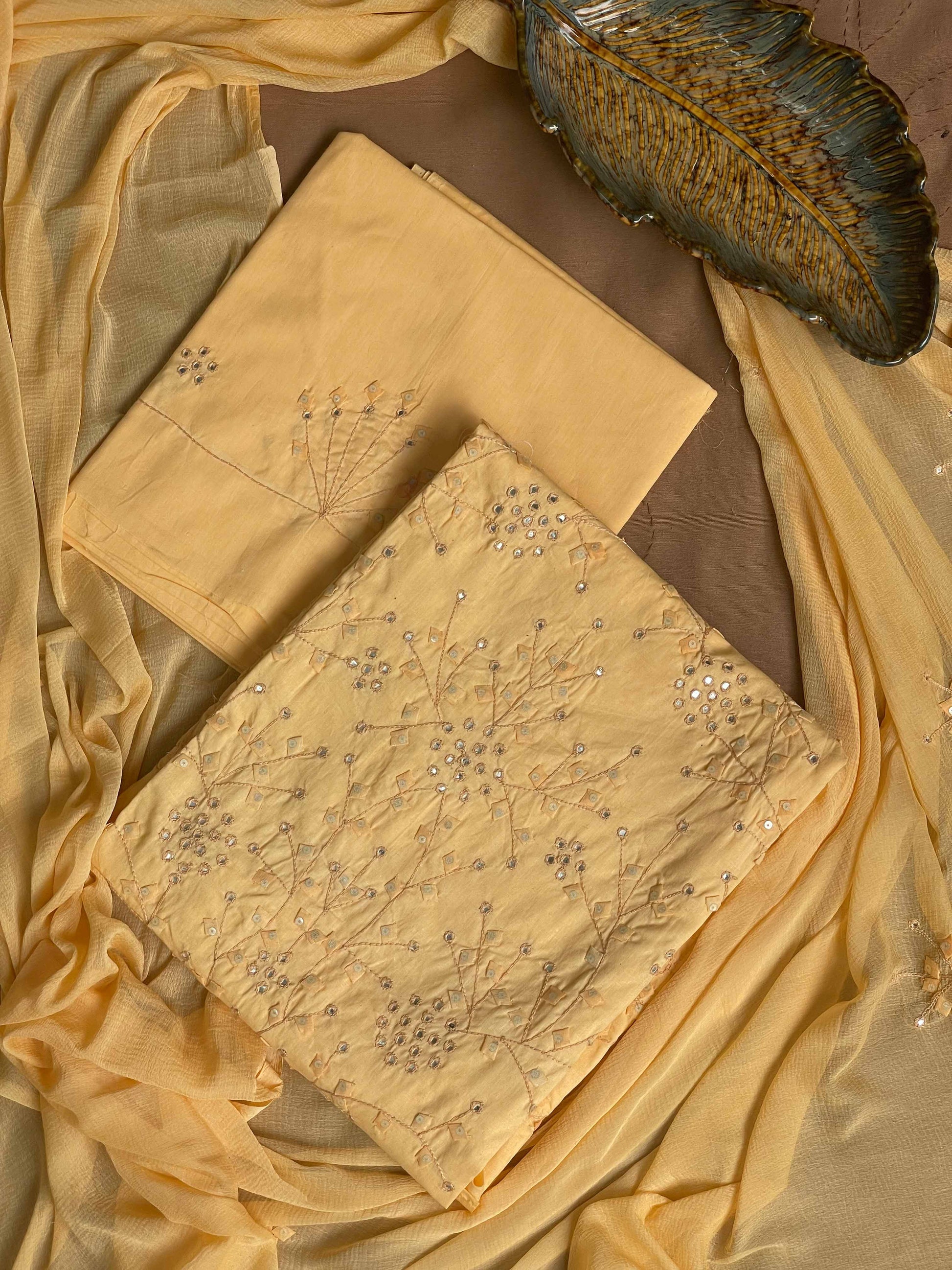 Cream Suit with patch branches (Patchkari Edition)