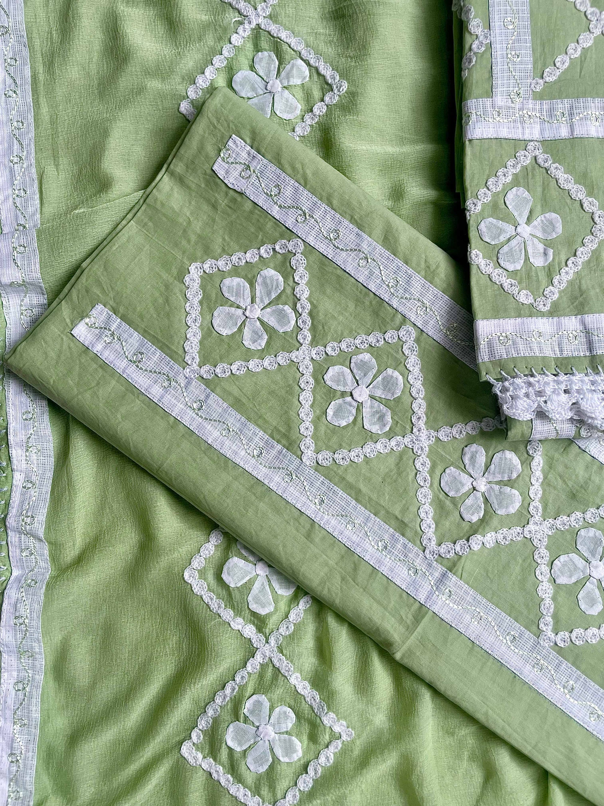 Green Suit with white flowers (Patchkari Edition)