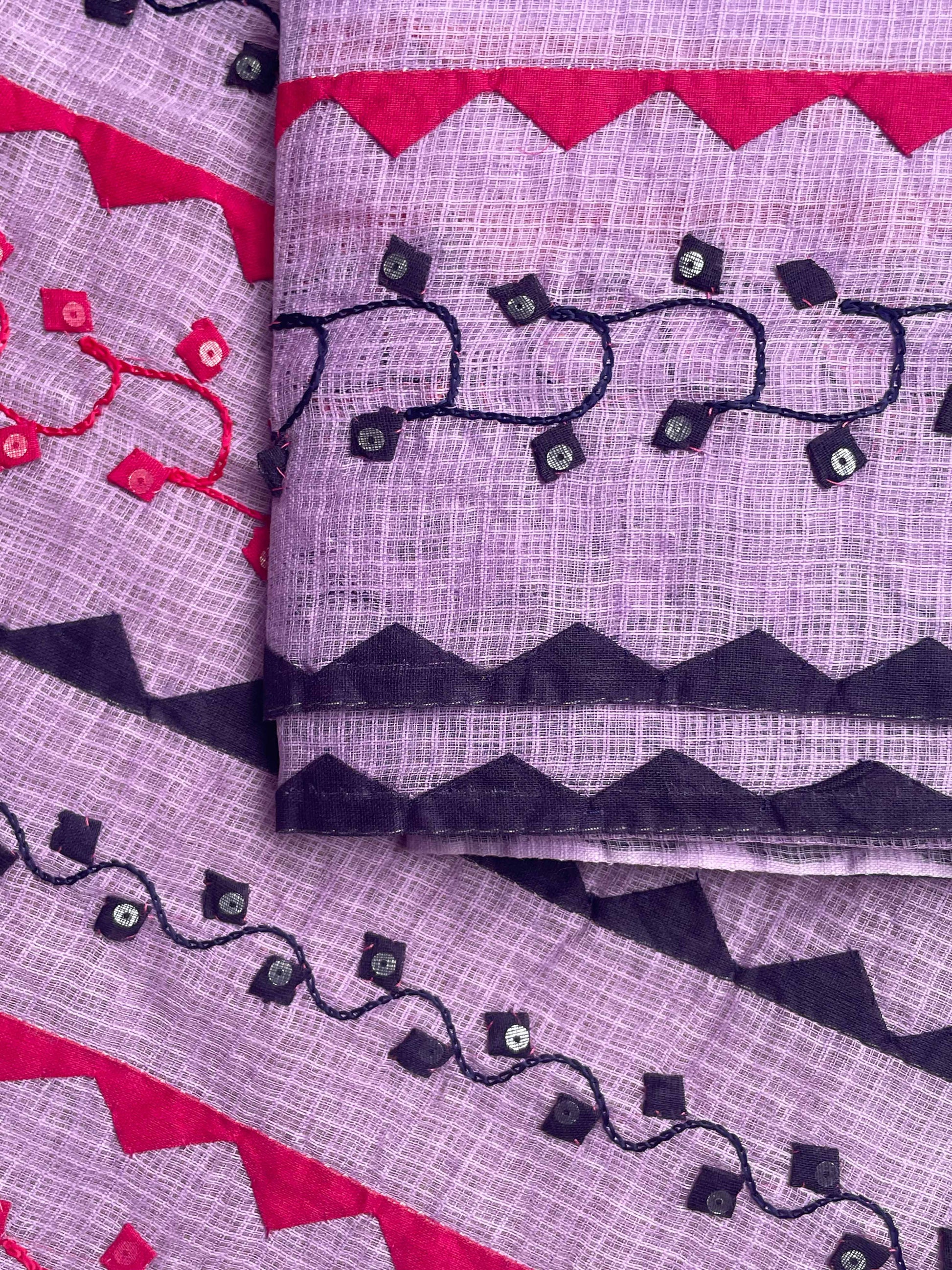 Purple Suit with black and red khikari work (Patchkari Edition)