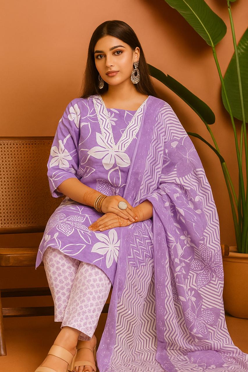 Casual wear Cotton Kurti With Straight Pant